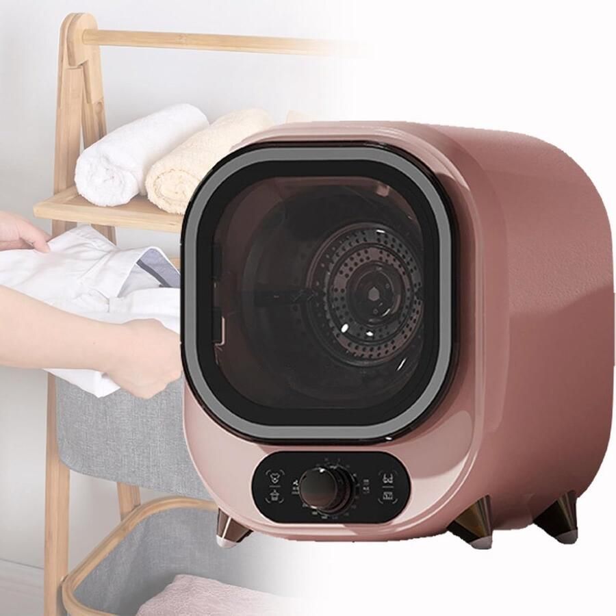 Kleine Condensdroger Mini Droger Thuis Gebruik Compact Aanrecht Model 0.8 kg Capaciteit Roze