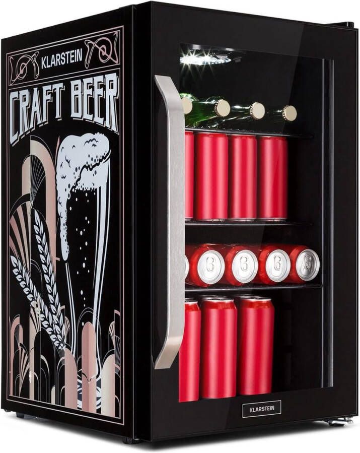 Kleine Koelkast 70 l Stille Mini-Koelkast met Glazen Deur en LED Verlichting