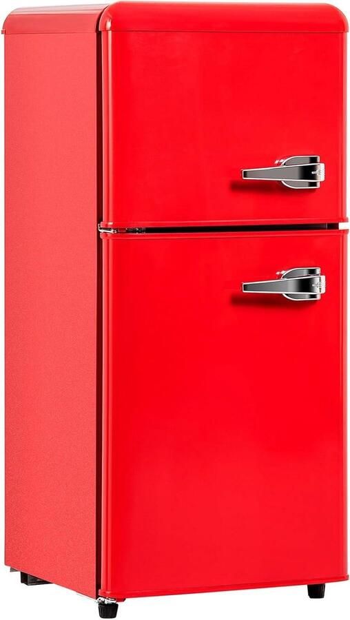 Kleine Koelkast Compacte Koelkast Dranken Koelen Dubbele Deuren 60 liter Rood