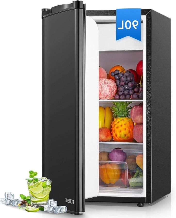 Kleine koelkast met vriesvak Minikoelkast koelvak Koude dranken bewaren Energiezuinig en stil 90 liter Zwart