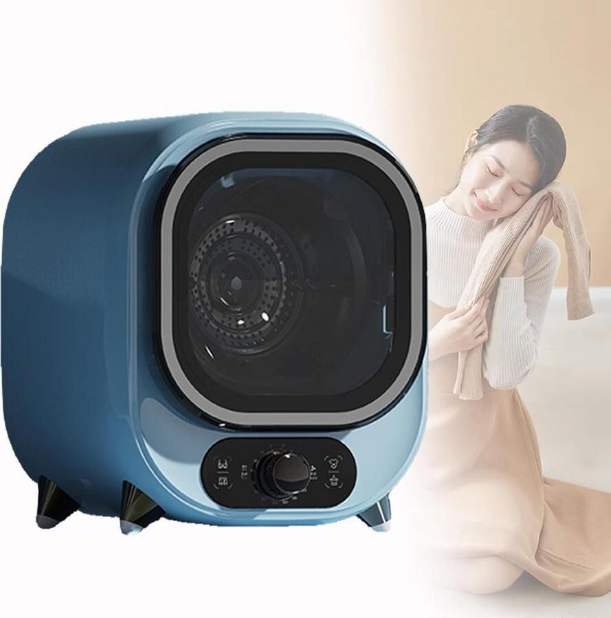 Kleine Wasdroger Compacte Condensdroger Snel Kleding Drogen Dubbele Rotatie Trommel 0.8 kg Capaciteit Blauw