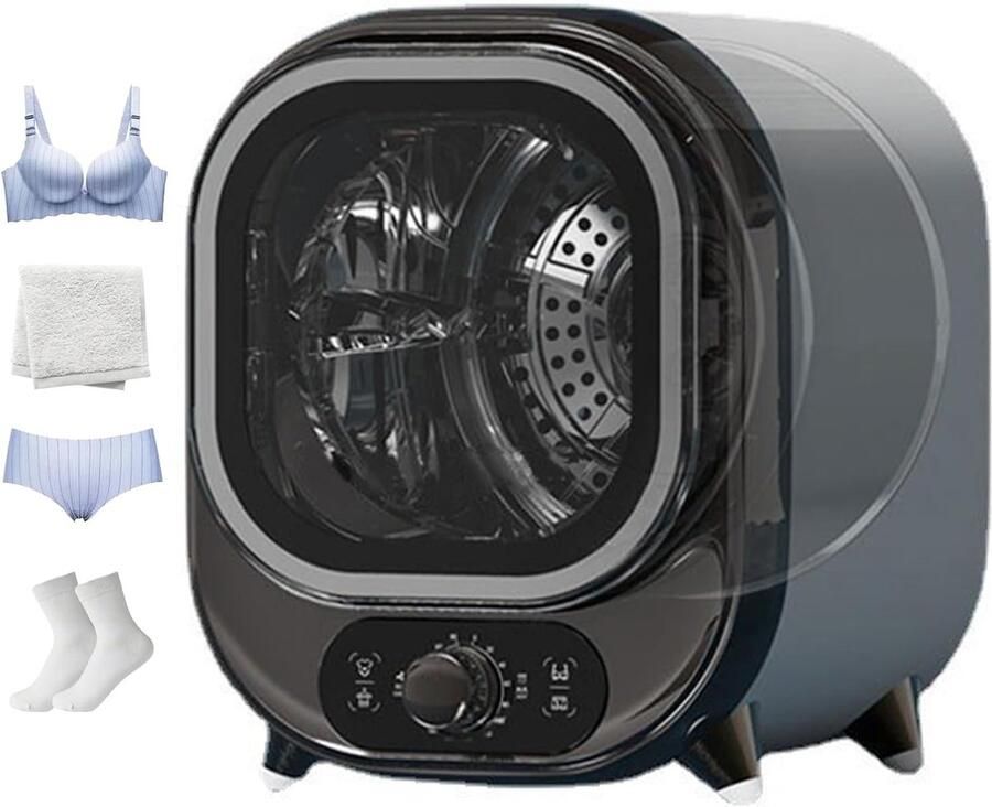 Kleine Wasdroger Condensdroger Compact Reizen Thuisgebruik 360° Blauw Licht 08 Kg Capaciteit Verchroomd Bruin