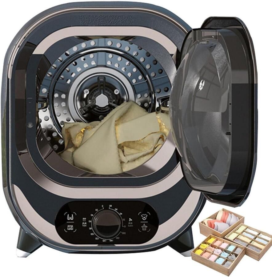 Kleine wasdroger (laadvermogen 0 8 kg) draagbare condensdroger mini-afvoerdroger koude en warme wind 35 dB stil drogen wasdroger voor appartement huis slaapzaal