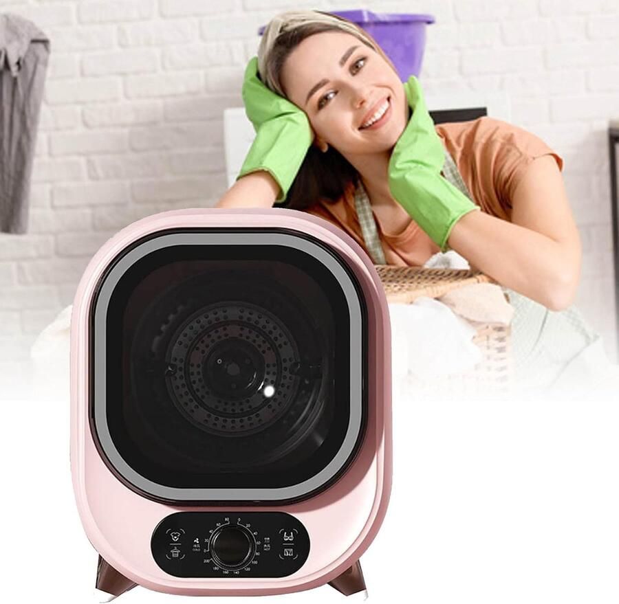 Kleine Wasdroger Mini Centrifuge Snel Kleding Drogen Dubbele Temperatuurregeling 08 Kg Capaciteit Roze
