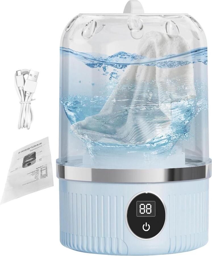 Reiswasmachine Compact apparaat Snel kleding wassen Ultrasone technologie 21.5 cm Wit