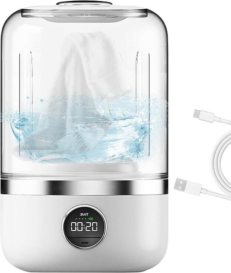 Kleine wasmachine Compacte machine Ondergoed reinigen Stil en draagbaar 13 x 13 x 13 cm Wit