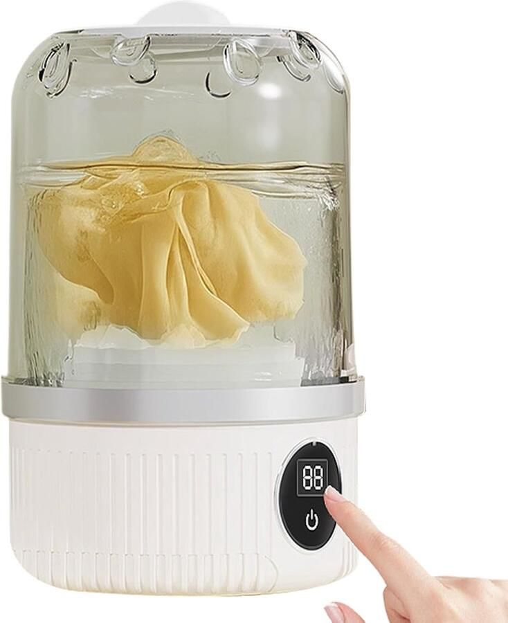 Kleine Wasmachine Compacte Mini Wasmachine Draagbaar Wassen Kabelvrij Ontwerp 21.5 cm Wit