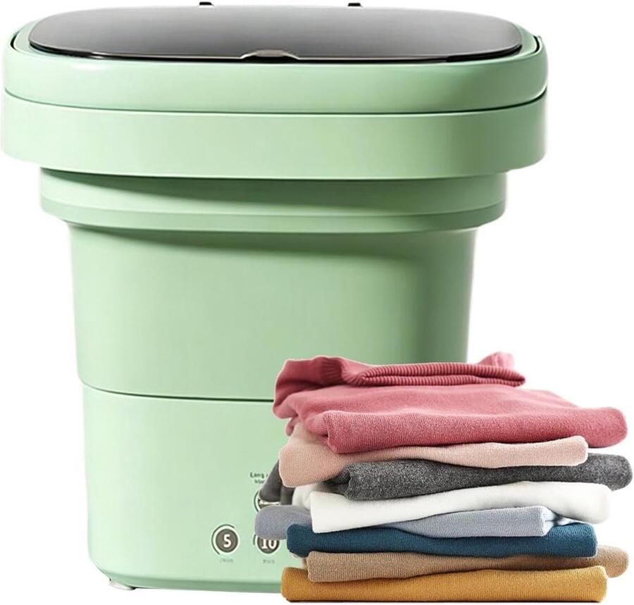 Draagbare Wasmachine Opvouwbaar Model Kleine Was Stille Werking 6 Liter Capaciteit Groen