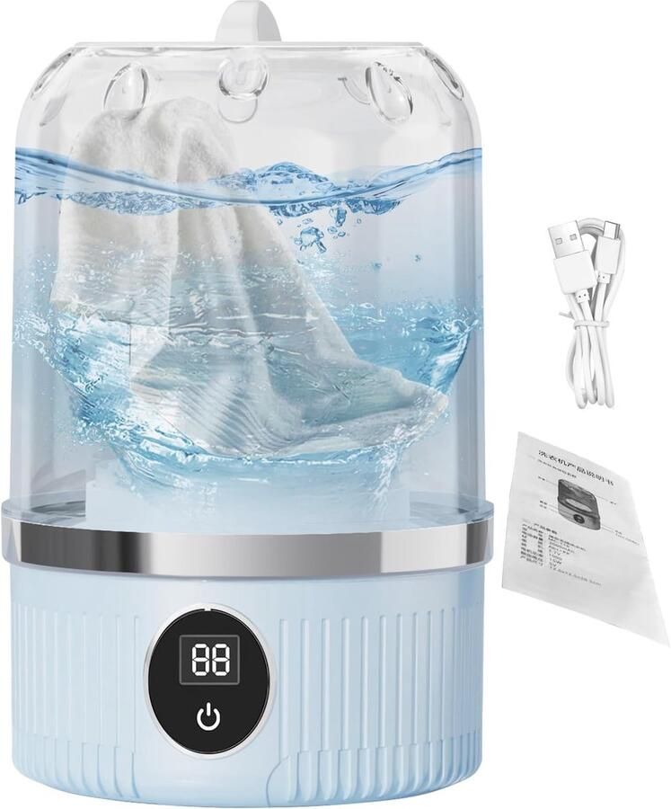 Kleine wasmachine Draagbare wasmachine Reizen en wonen Oplaadbaar en compact 21.5x13.5x21.5 cm