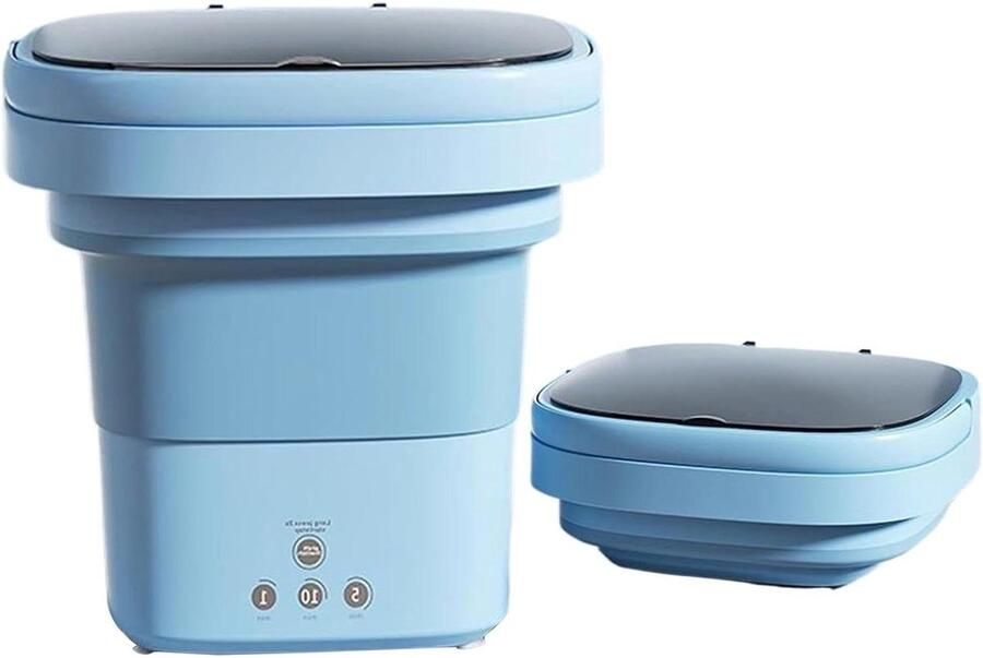 Kleine wasmachine Mini wasapparaat Reizen en thuis Stil en inklapbaar 6 liter inhoud Blauw
