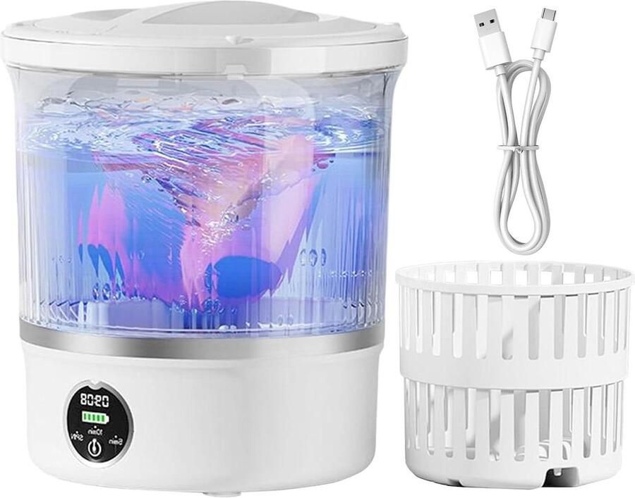 Kleine wasmachine Mini wasautomaat Ondergoed reinigen Waterdicht ontwerp 3 liter capaciteit Wit