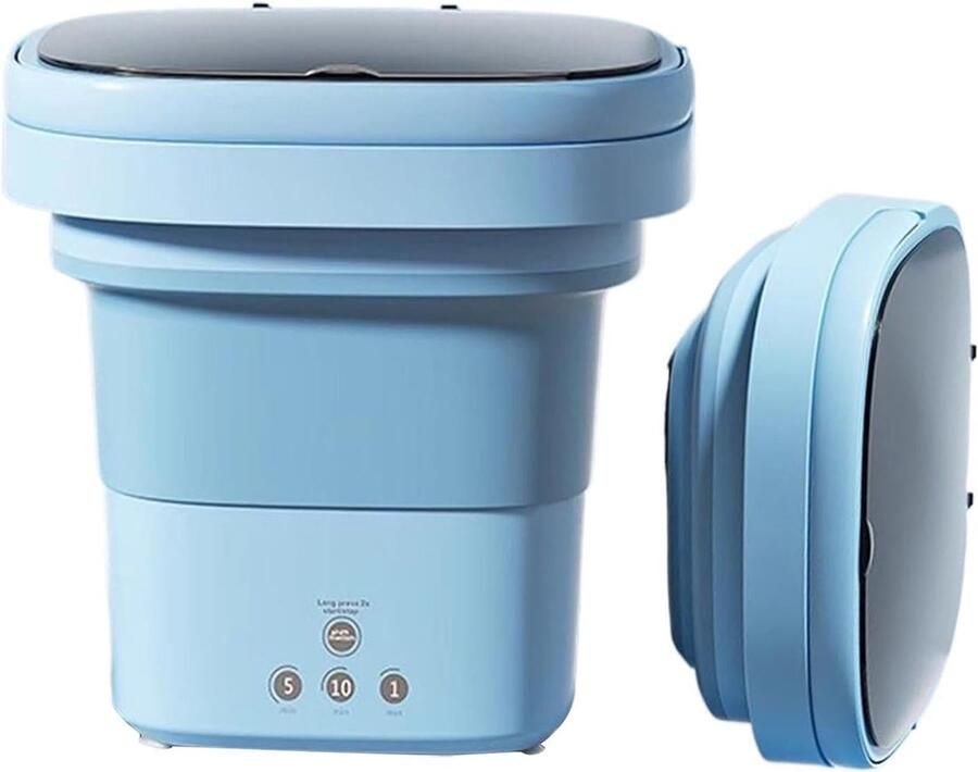 Kleine Wasmachine Opvouwbaar Model Snel Wassen Met Afvoermand 6 Liter Blauw