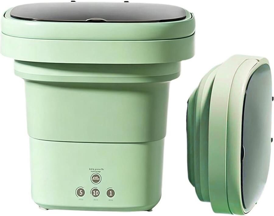 Kleine wasmachine Opvouwbare reiniger Reizen en thuis Met afvoermand 6 liter capaciteit Groen