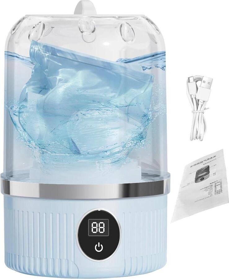 Reiswasmachine Kleine wasmachine Oplaadbaar gemak Ultrasone technologie 21.5 cm Wit