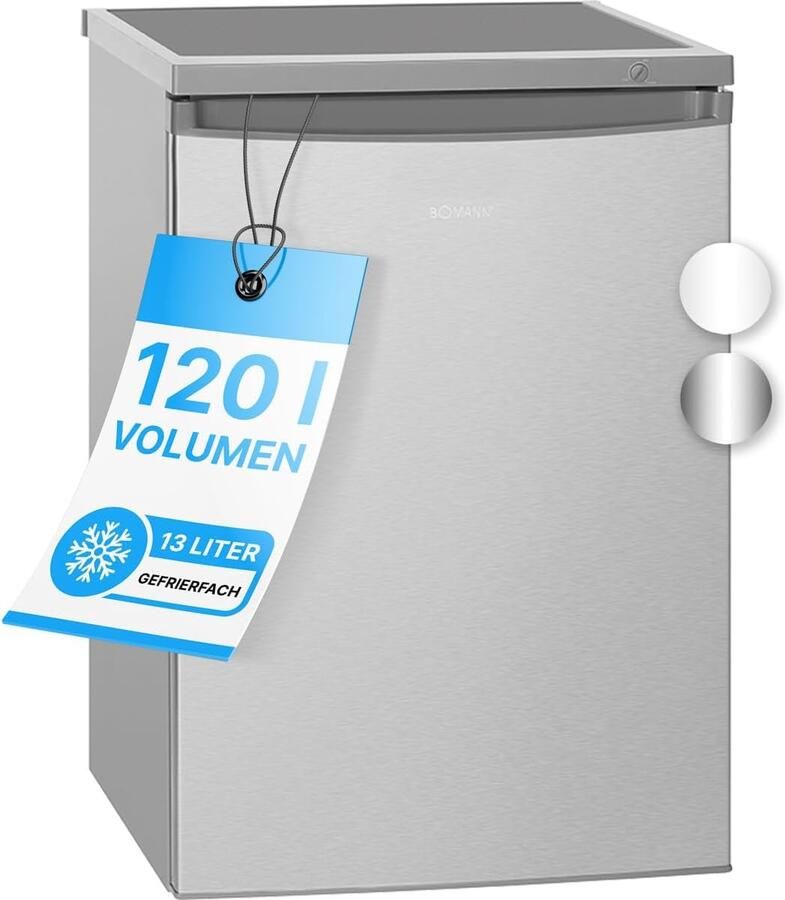 Koelkast met vriezer Compacte koel vries Keuken organiseren Energiezuinig model 120 liter Roestvrij staal