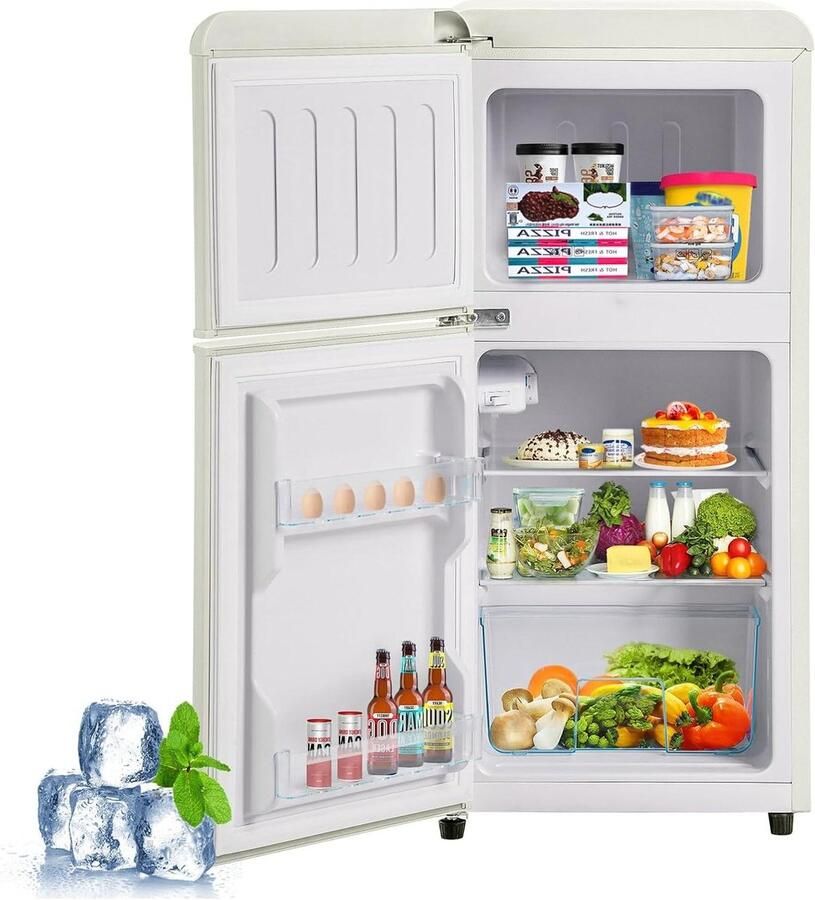 Koelkast met Vriezer Mini Koelkast Dubbeldeurs Drank en Snacks Koelen Separate Vriezer en Koelruimte 60 Liter - Foto 1