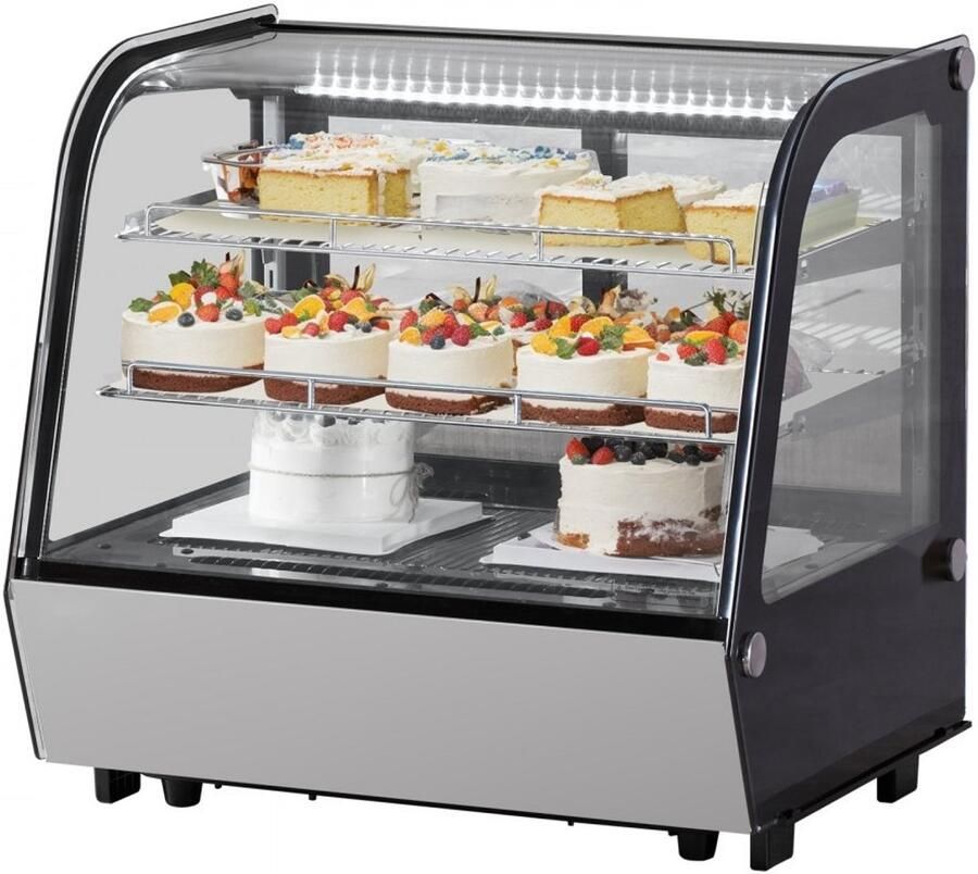 Koelvitrine Gebaksvitrine Tafelmodel 115 L 2-laags LED-verlichting Turbo-koeling Vorstvrije luchtkoeling