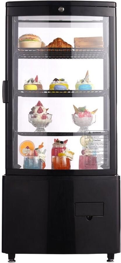 Koelvitrine Toonbank Gebaksvitrine Capaciteit 85 L 3 Lagen LED-verlichting Vorstvrije luchtkoeling Snelle koeling