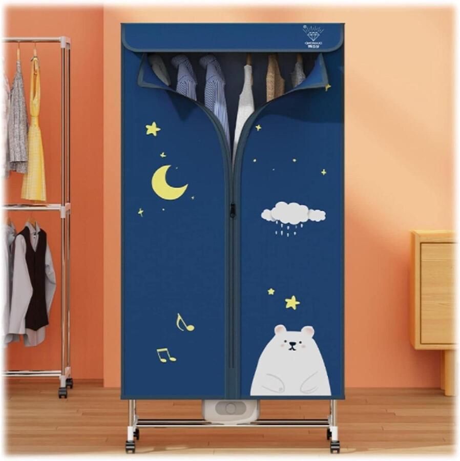 Laundry Rack Dryer Heated Clothes Drying Rack Simple Household Portable Dryer with Warm Air Drying Cabinet for Towel Shirt Coat Drying Energy Saving(A)