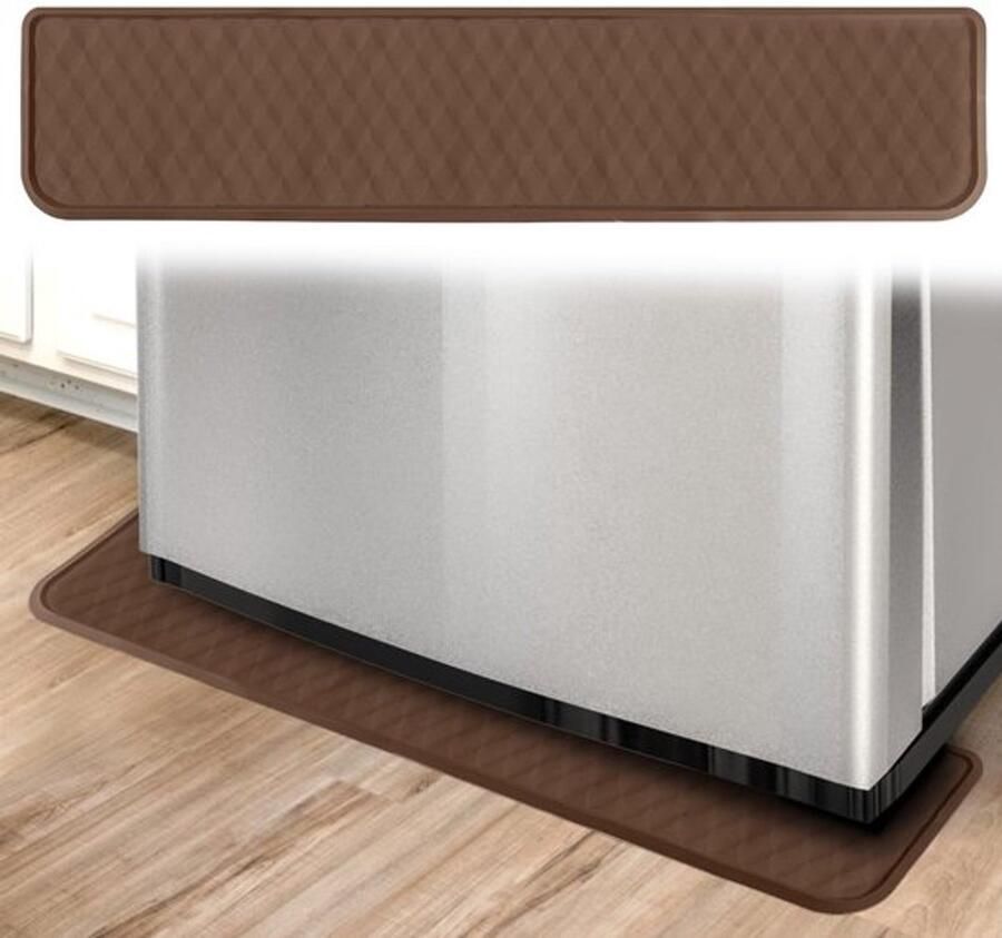 Lekbak voor koelkast 95x21 5 cm Siliconen lekbak onder minikoelkast antislip beschermmat voor koelkastvloer apparaatvoering voor wasmachine en droger (bruin)