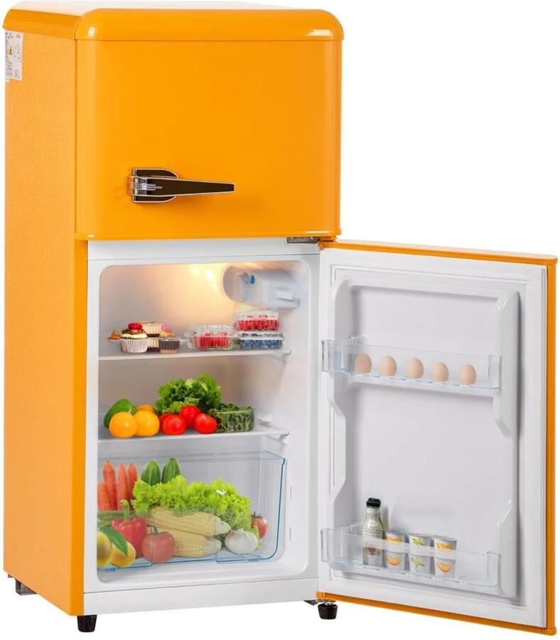 Linkforu –Minikoelkast – Vrieskast Volume 60 Liter Koelkast 22 Liter 102 kWh per Jaar --27 ° C ~13 ° C LED-verlichting – Geel