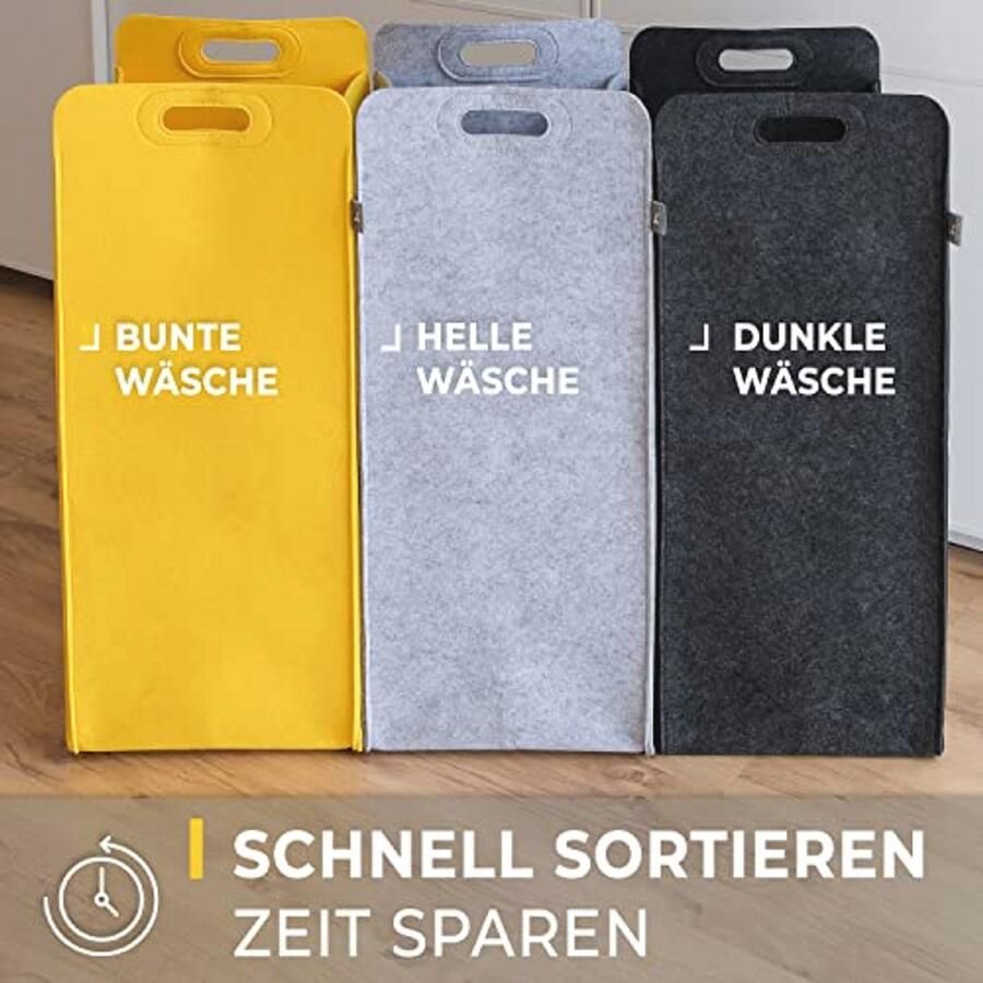 Luxe Vilt Wasmand Opvouwbare en Ruimtebesparende Waszak voor Vuil Wasgoed Ideaal voor Smalle Ruimtes Blauwe Kleur