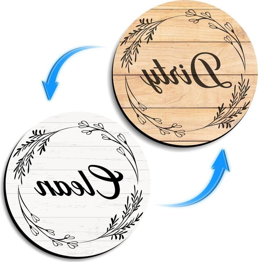 Magnet Vaatwasser Indicator Schoon Vuil Keuken Organiseren Dubbelzijdig Ontwerp 9 cm Zwart