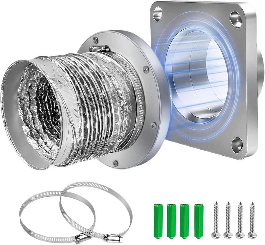 Magnetische Droger Connector Afvoerpijp Koppelstuk Wasdroger Ventilatie Lekvrij Ontwerp 23 x 13 x 15 cm Grijs
