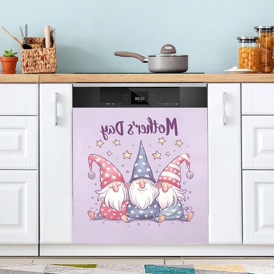 Magnetische Vaatwasserhoes Keuken Sticker Keuken Decoratie Brede Compatibiliteit 58 x 66 cm Kabouters