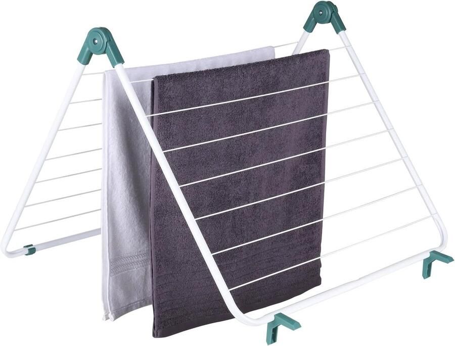 Metalen wasdroger Baddroger droogrek Kleding drogen 9 meter drooglengte 120 x 67 cm Wit groen