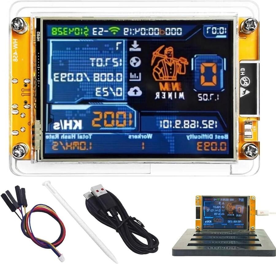 Mini Bitcoin Miner Crypto Lottery Miner Leerdoeleinden Hobby Stil Energiezuinig Design 2.8 Inch Display