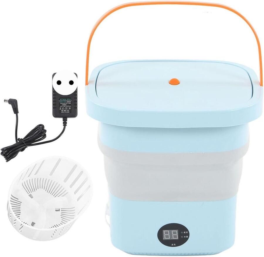 Mini Draagbare Wasmachine Opvouwbare Washer Reizen en Studentenkamers Ingebouwde Centrifuge Opvouwbaar Blauw