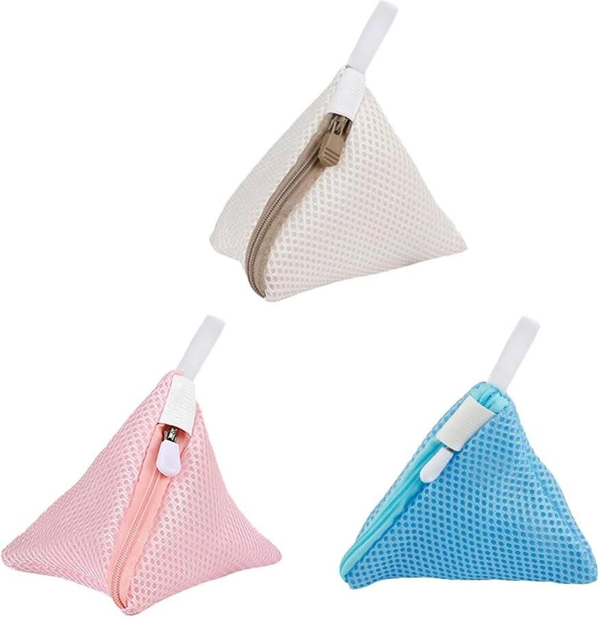 Mini Driehoek Waszak Kleine Waszakken Kleding Beschermen Met Ophanglus 12x12 cm Beige Roze Blauw