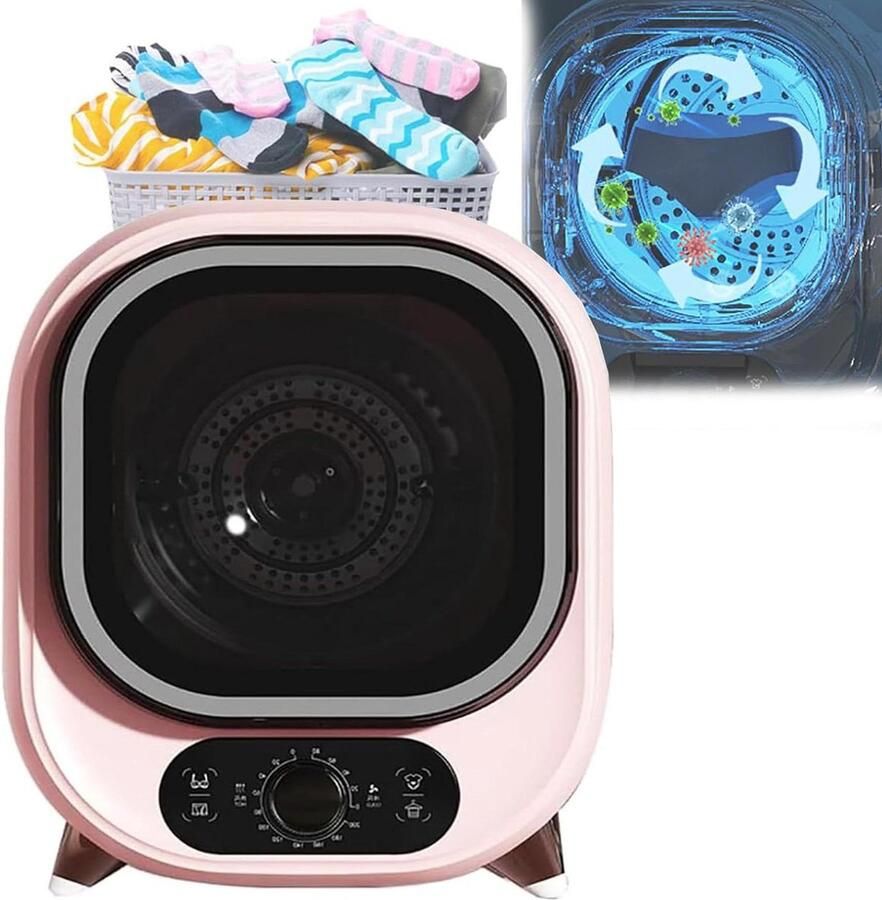Mini Droger Compacte Wasdroger Snel Kleding Drogen Dubbele Temperatuursonde 18 Liter Capaciteit Roze