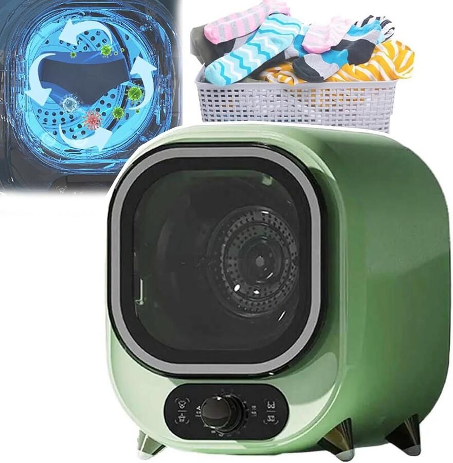 Mini Droger Compacte Wasdroger Snel Kleding Drogen Stille Werking 35dB 18 Liter Capaciteit Groen