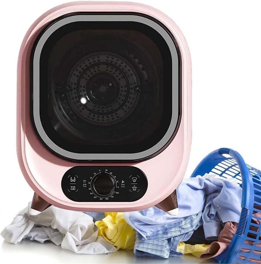 Mini Droger Kleine Wasdroger Snelle Kledingdroging Dubbele Temperatuur Sensor 5.1kg Capaciteit Roze