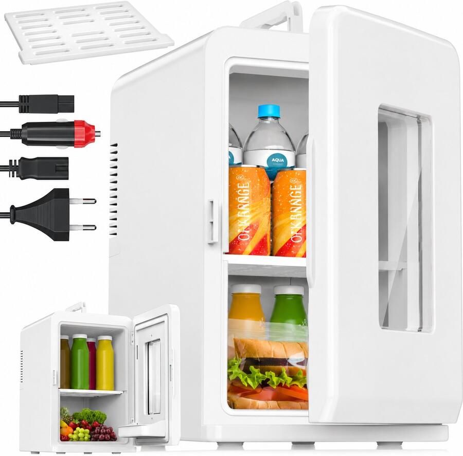 Mini Koelkast 15L – Koelen en Verwarmen – Draagbaar – Stil – 12V 220-240V – Wit