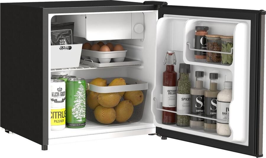 Mini Koelkast 46L Zilver Verplaatsbaar Vrijstaand Met Omkeerbare Deur Verstelbare Thermostaat 0-8°C Stille 41dB Energieklasse F Voor Thuis Slaapkamer Kantoor Hotel Drankkoelkast Kleine Koelkas