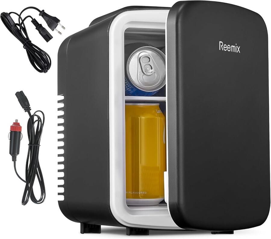 Mini Koelkast 4L 6 Blikjes 2-in-1 Koelen en Warmhouden Draagbaar 220V 12V Slaapkamer Kantoor Auto