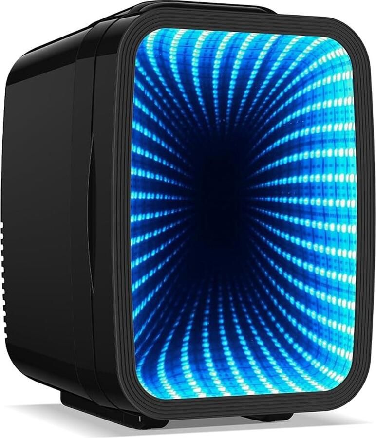 Mini koelkast 4L – Stille mini fridge met RGB-verlichting – Koelen & warmhouden – Voor 6 blikjes – AC DC draagbare koelkast voor gaming kantoor auto & huidverzorging
