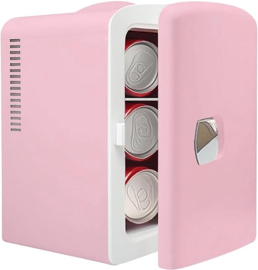 Mini Koelkast Compacte Koeler Dranken Koelen Stil Werkend 4 Liter Zacht Roze
