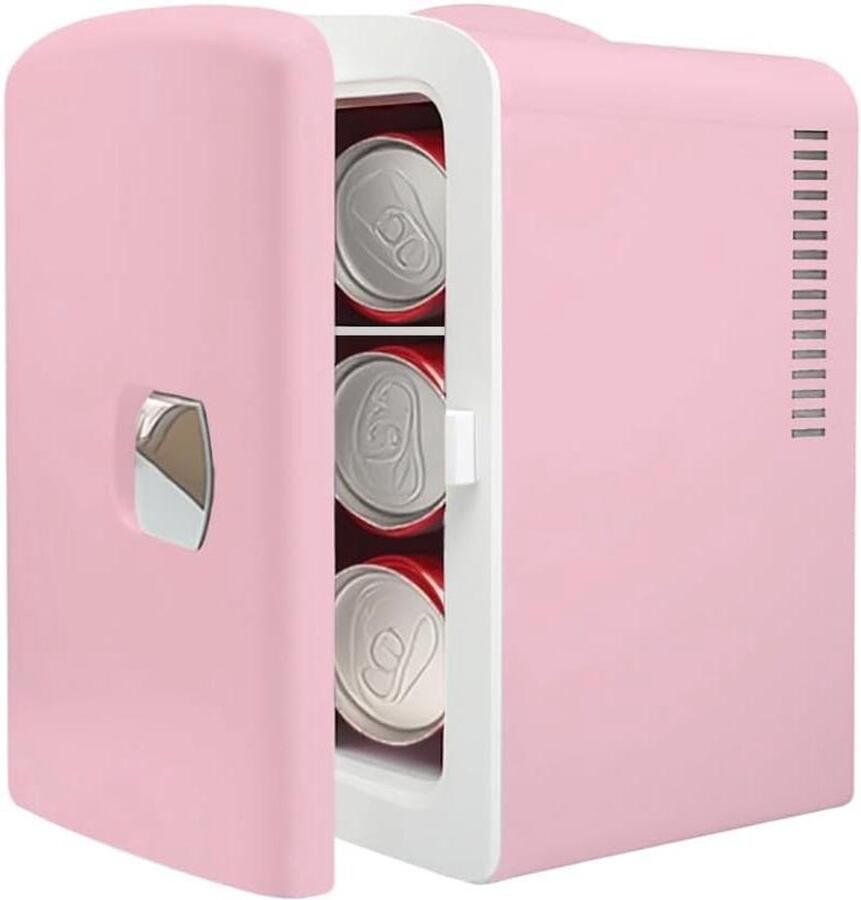 Mini Koelkast Compacte Koeler Dranken Koelen Stil Werking 4 Liter Zacht Roze