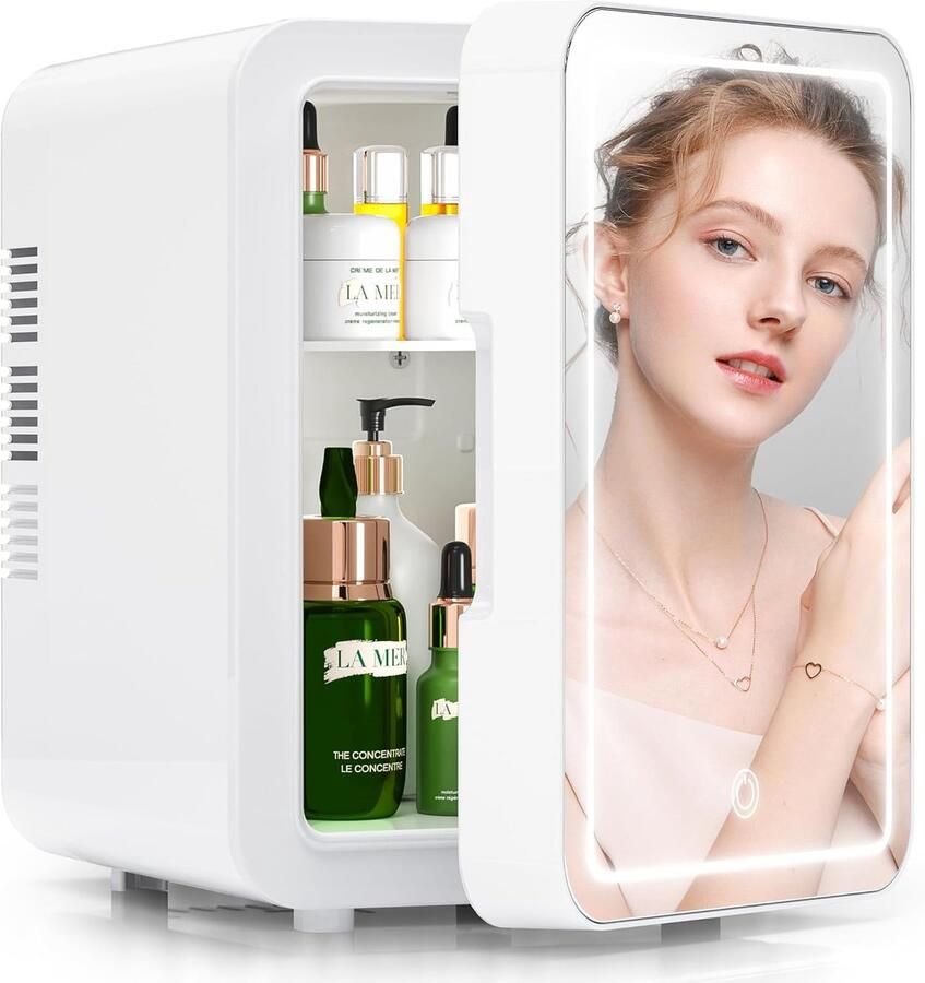 Mini Koelkast Cosmetica Koeler Dranken Koelen Spiegel Deur 6 Liter Wit - Foto 1