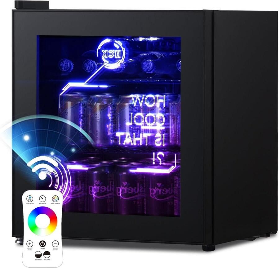 Mini Koelkast Dranken Koeler Dranken Koelen Moderne RGB Verlichting 48 Liter Zwart