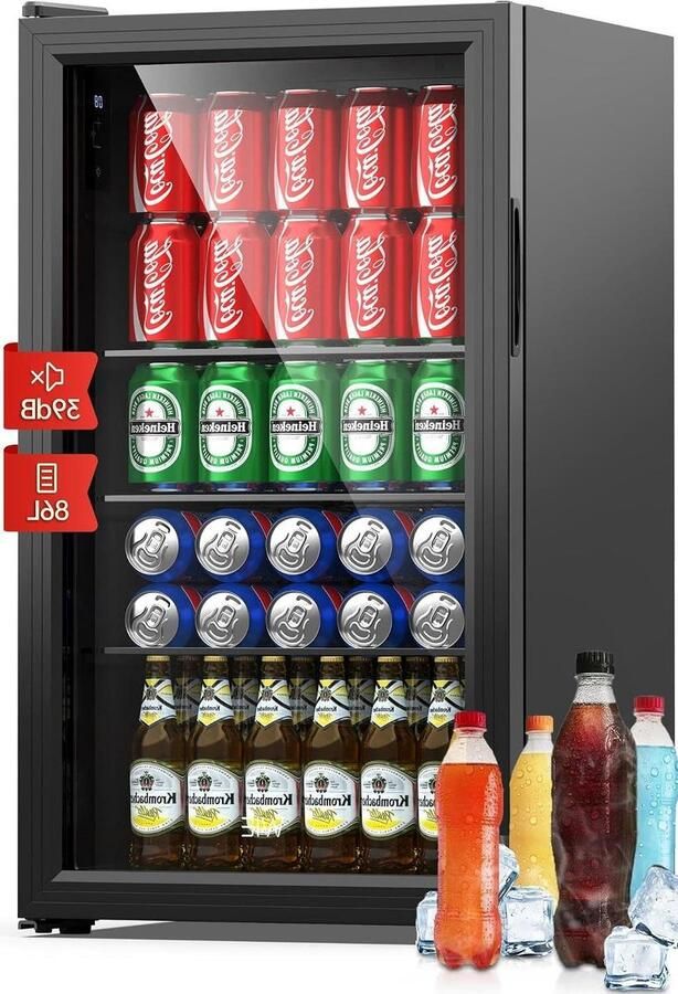 Mini Koelkast Drankkoeler Dranken Koelen Stil Koelsysteem 86 Liter Zwart
