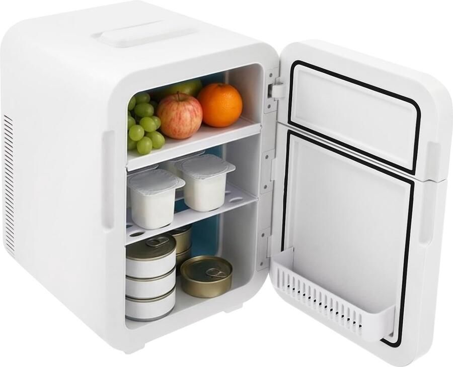 Mini Koelkast Drankkoeler Bar Dranken Koelen Koel en Warmtefunctie 16 liter Zilver Wit