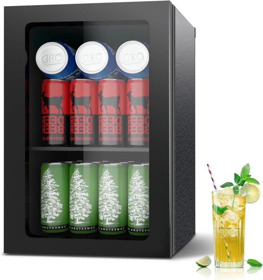 Mini Koelkast Drankkoeler Dranken Koelen Zichtbare Deur 20 Liter Zwart
