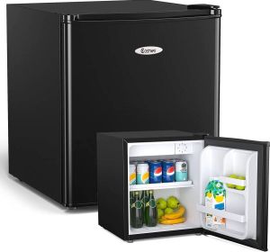 Mini-koelkast flessenkoelkast 48 liter met vriesvak verwisselbare deuraanslag 7 temperatuurstanden instelbaar hoogte 49 cm zwart