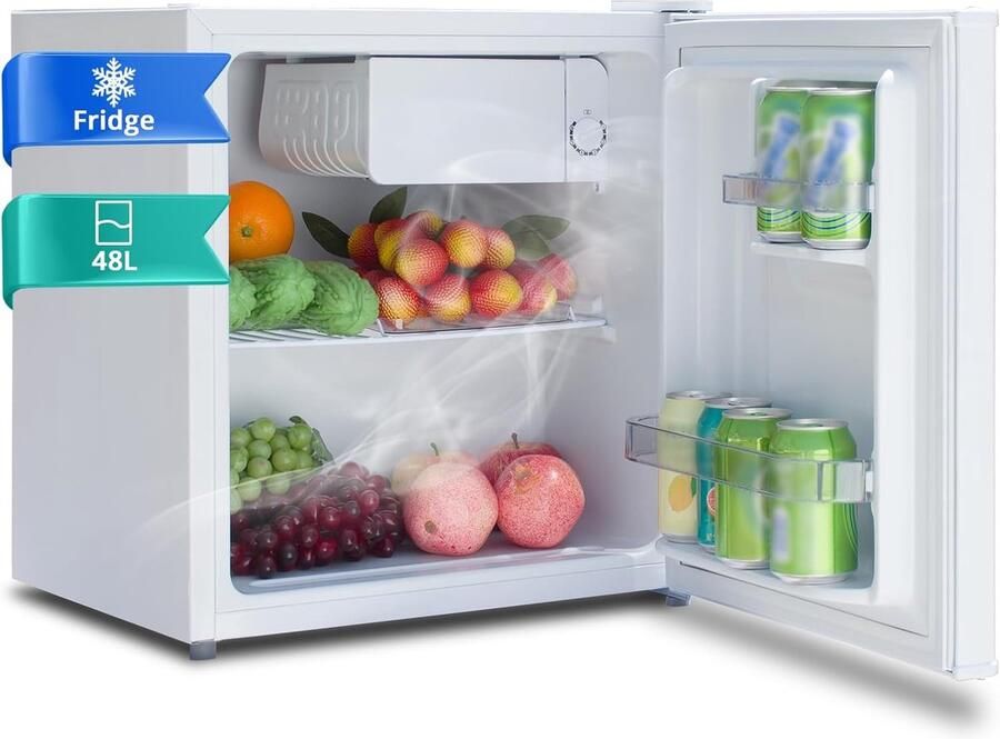 Mini Koelkast Kleine Koelkast Dranken Koelen Stille Werking 39dB 48L Wit