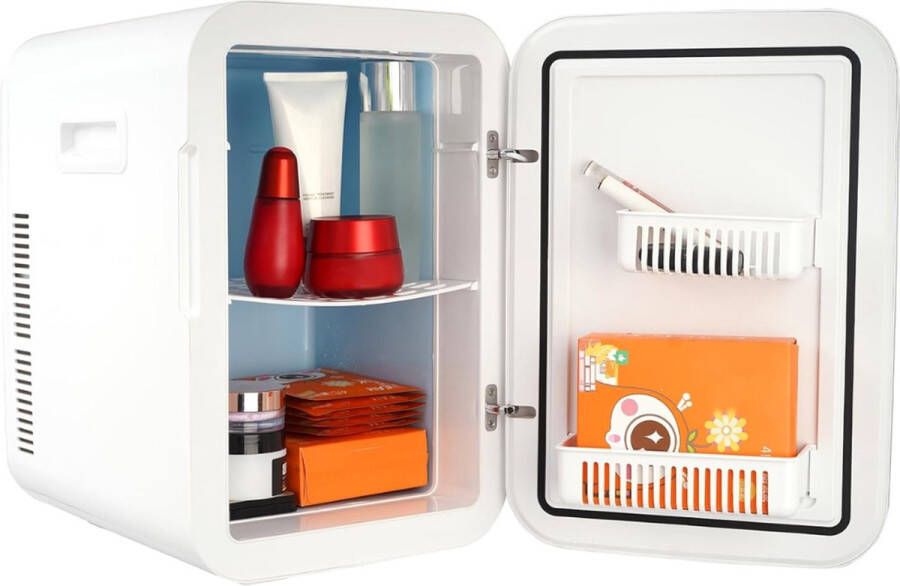 Mini Koelkast Koel Verwarm kast -9°C tot 65°C Vrijstaand 20 Liter 3 Schappen Compacte Drankkoelkast Praktisch (draagbaar) Wit Frame Wit 12Volt Auto Kamperen Outdoor Slaapkamer Stille koelkast